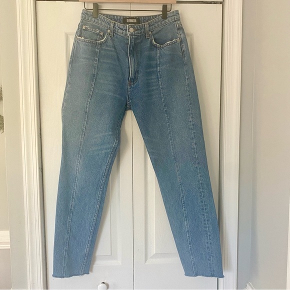Reformation Denim - Reformation Jeans Women 29 Seamed‎ Straight Raw Hem Pintuck Medium Wash
